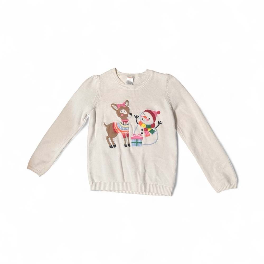 Gymboree Cream Sweater‎ with Reindeer and Snowman